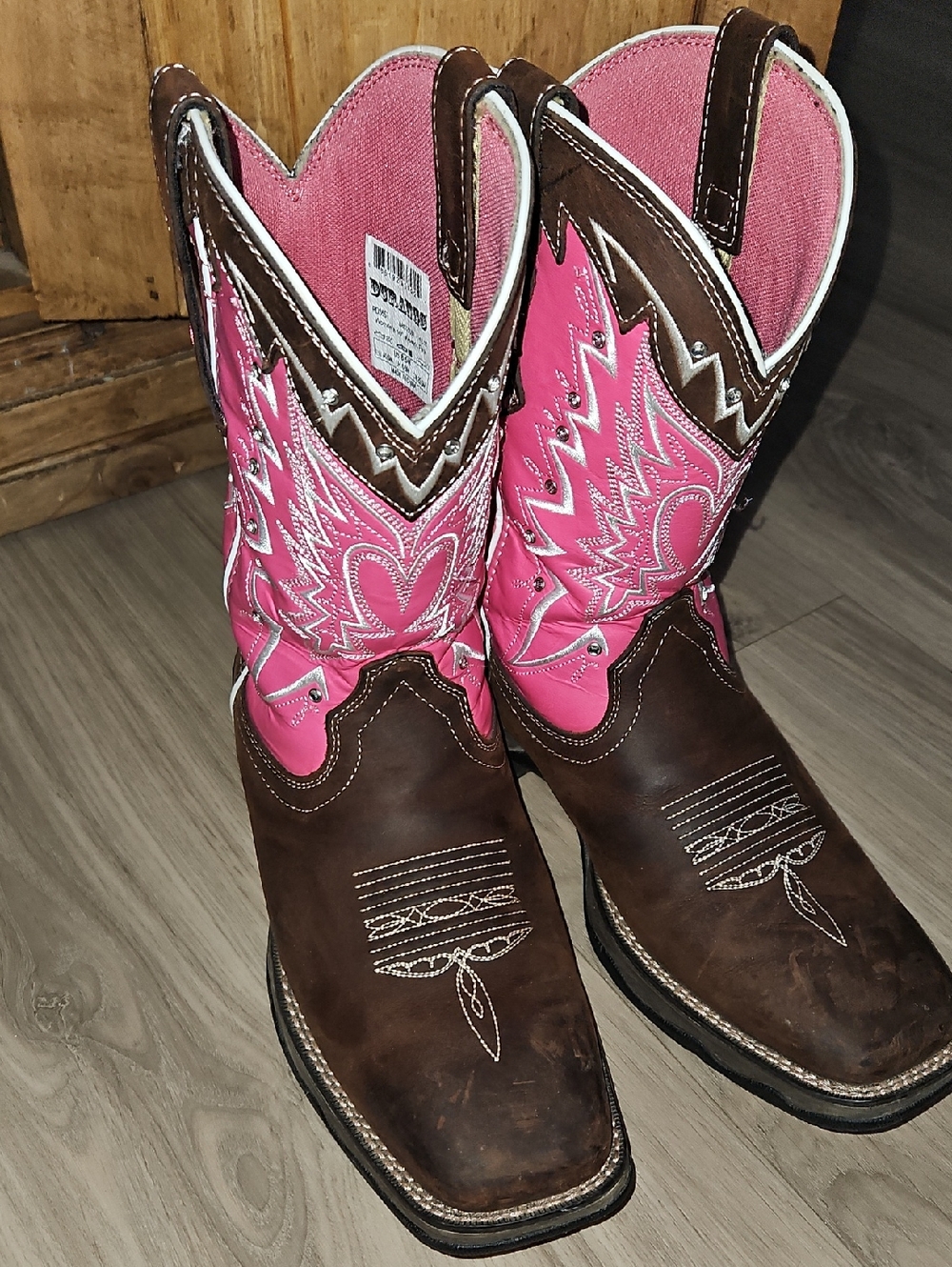 Durango Brown and Pink Lace-Up Western Boots